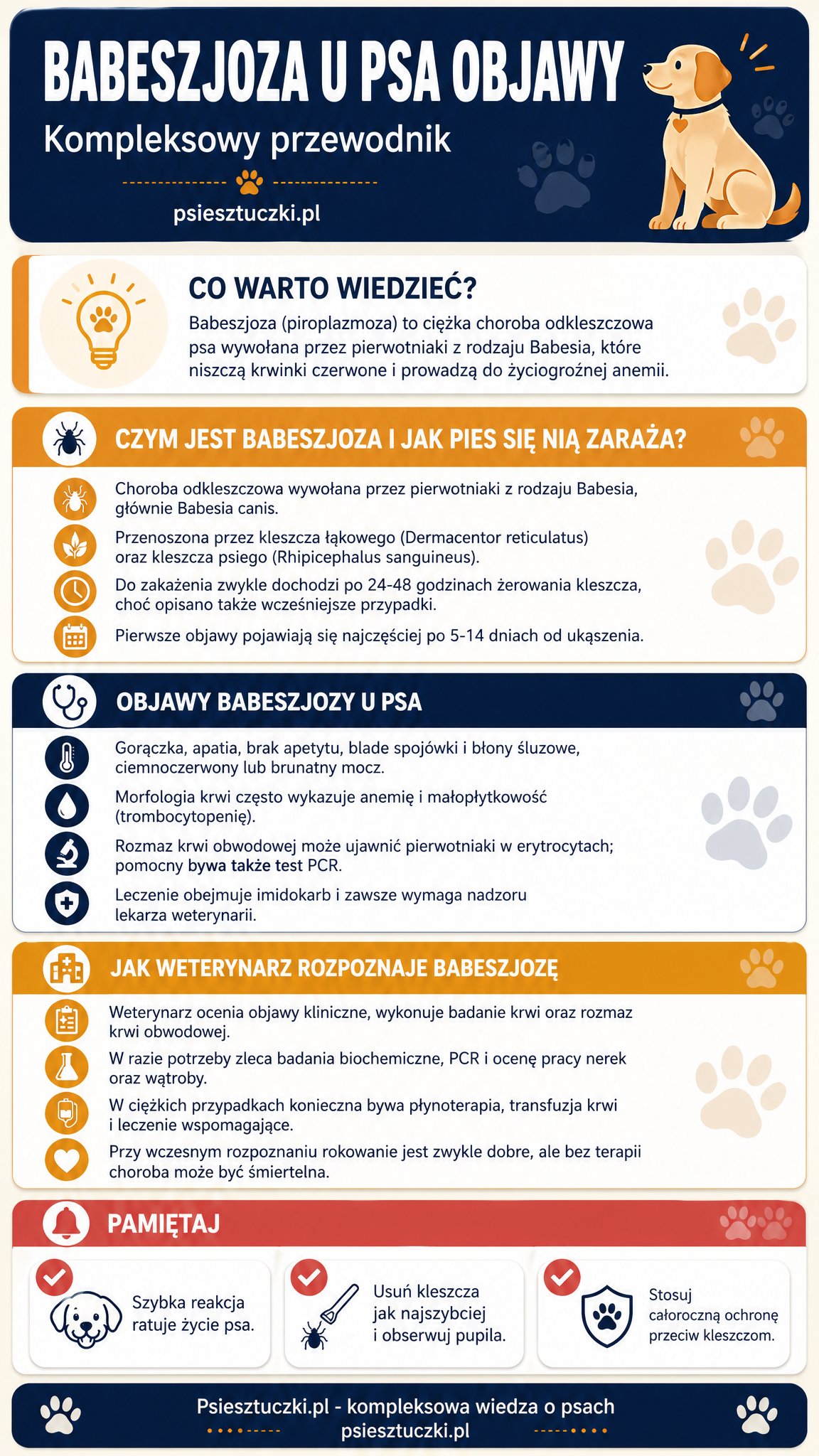 Infografika: babeszjoza u psa objawy – objawy, przyczyny i wskazówki | psiesztuczki.pl